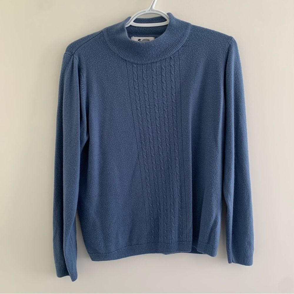 ALIA vintage mock neck sweater, blue